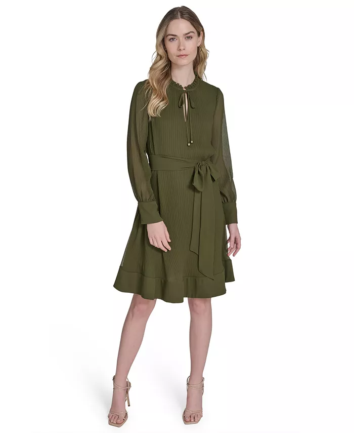 Женское платье из шифона с плиссировкой, однотонное, с поясом на завязках Eliza J
Женское платье из шифона с плиссировкой, однотонное, с поясом на завязках Eliza J