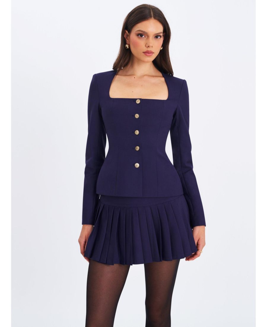 Женский блейзер Skyla Indigo с квадратным вырезом и баской Miss Circle, Navy blue
Женский блейзер Skyla Indigo с квадратным вырезом и баской Miss Circle, Navy blue