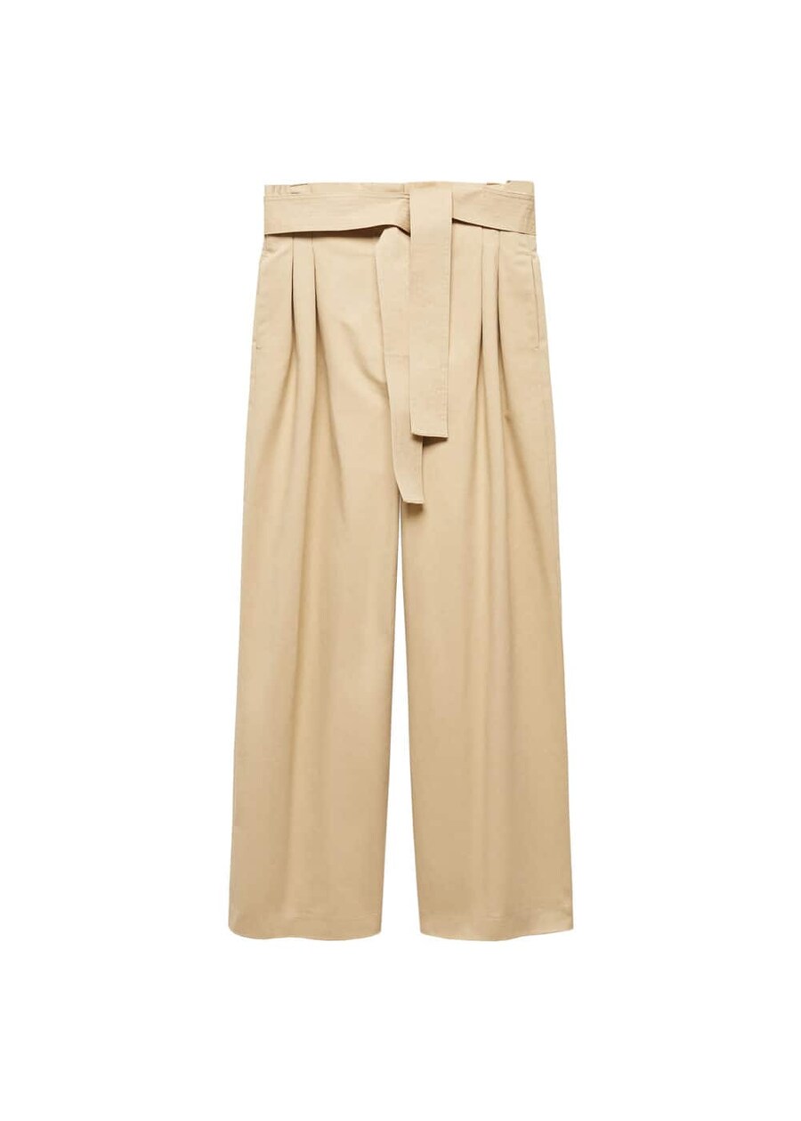 Брюки свободного кроя со складкой спереди MANGO Jhonny, песочный 
Брюки свободного кроя со складкой спереди MANGO Jhonny, песочный