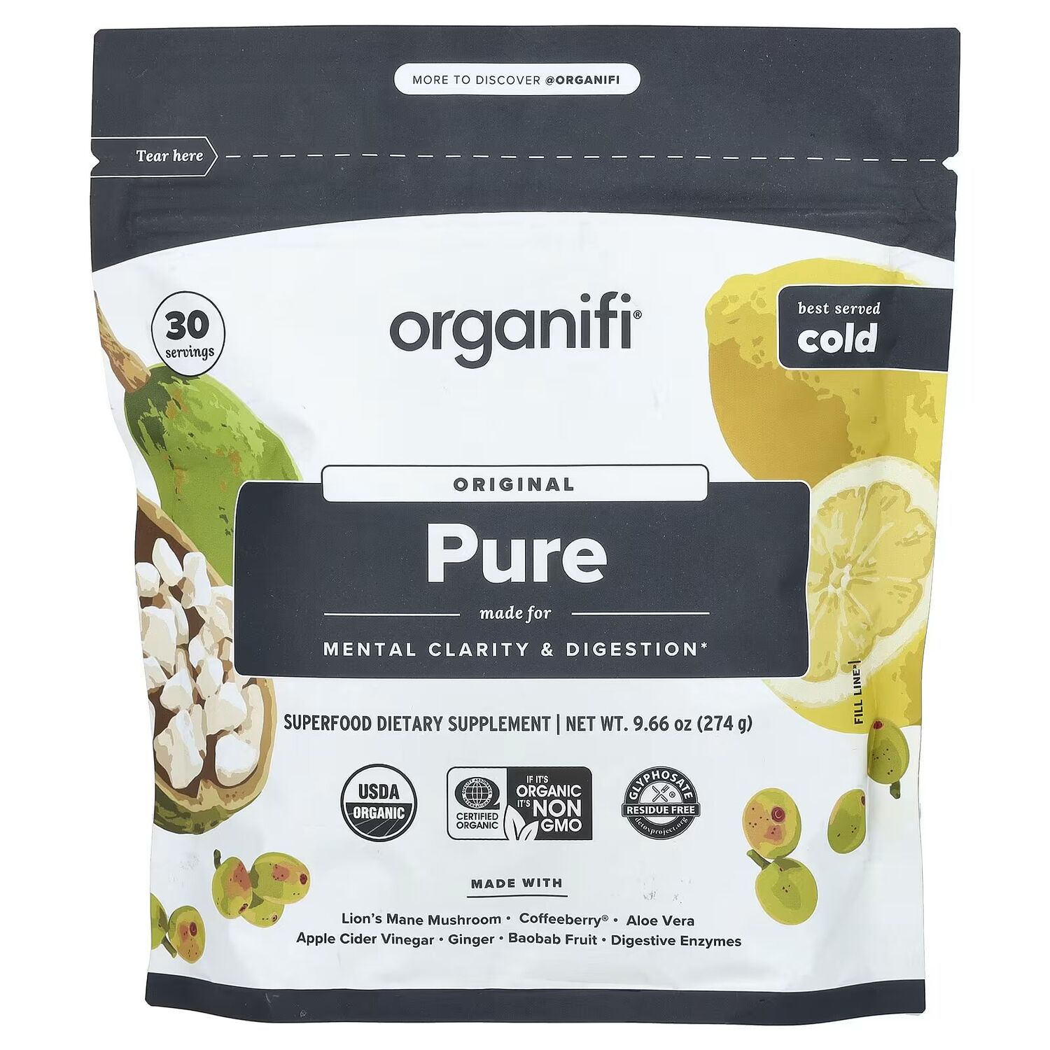 Original Pure, 9,66 унции (274 г) Organifi
Original Pure, 9,66 унции (274 г) Organifi