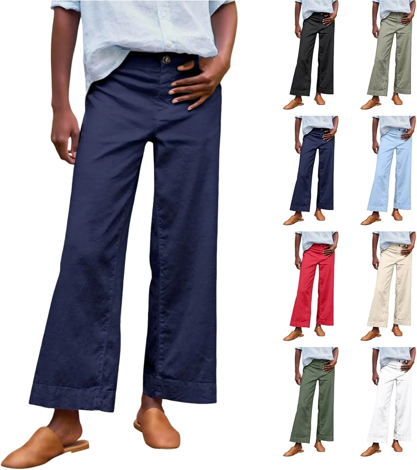 Женские льняные брюки с высокой талией и застежкой-молнией
Женские льняные брюки с высокой талией и застежкой-молнией