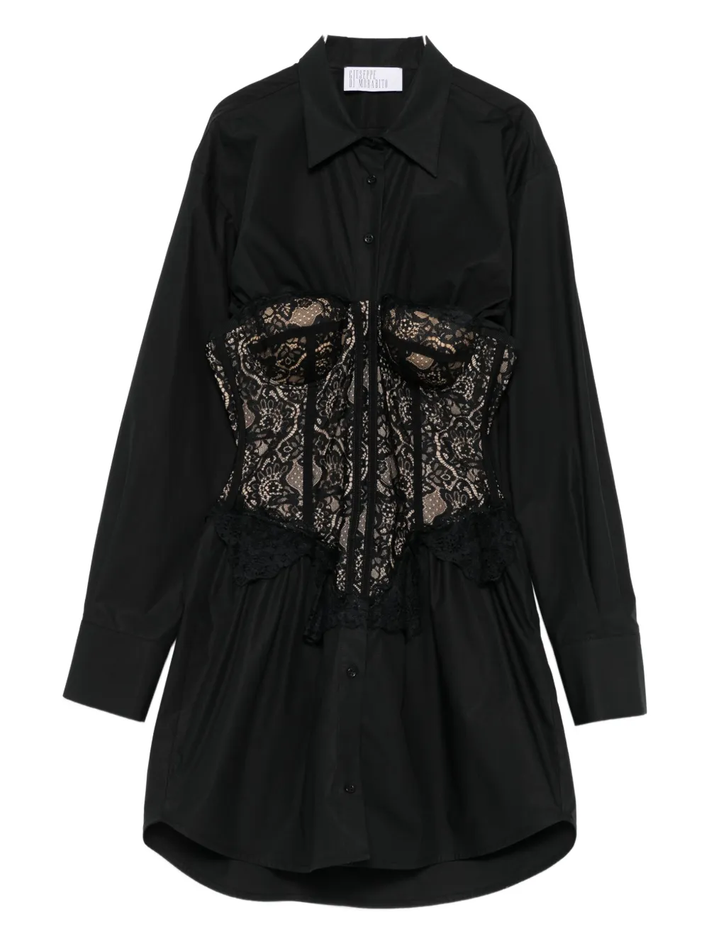 Платье-рубашка мини с кружевным корсетом Giuseppe Di Morabito, черный
Платье-рубашка мини с кружевным корсетом Giuseppe Di Morabito, черный