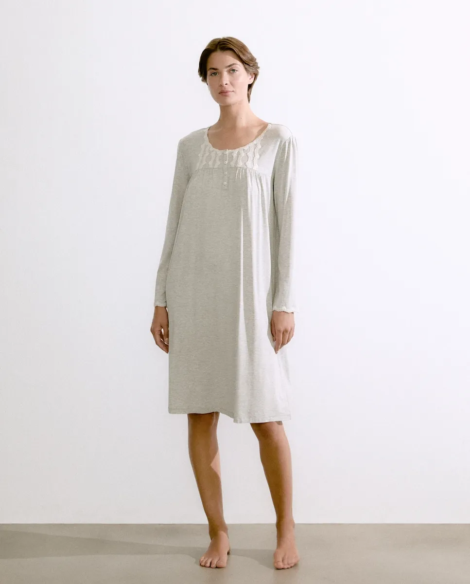 Женская ночная рубашка из гладкого хлопка Énfasis, светло-серый
Женская ночная рубашка из гладкого хлопка Énfasis, светло-серый