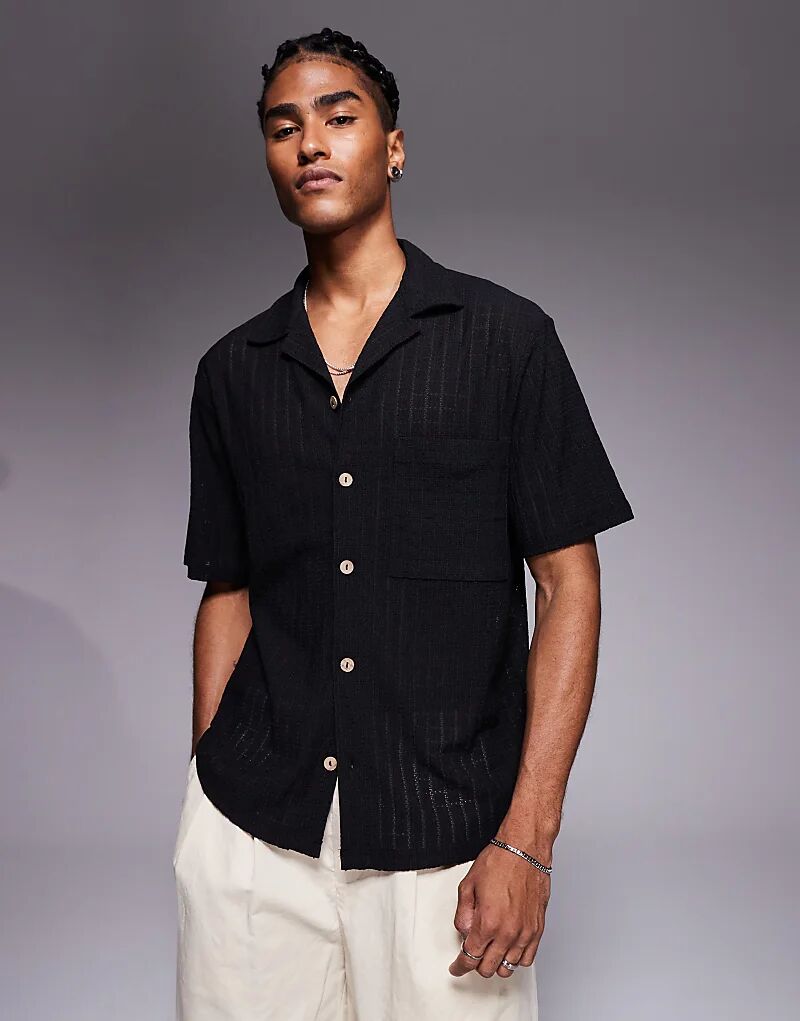 Рубашка River Island с фактурным воротником Revere черного цвета
Рубашка River Island с фактурным воротником Revere черного цвета