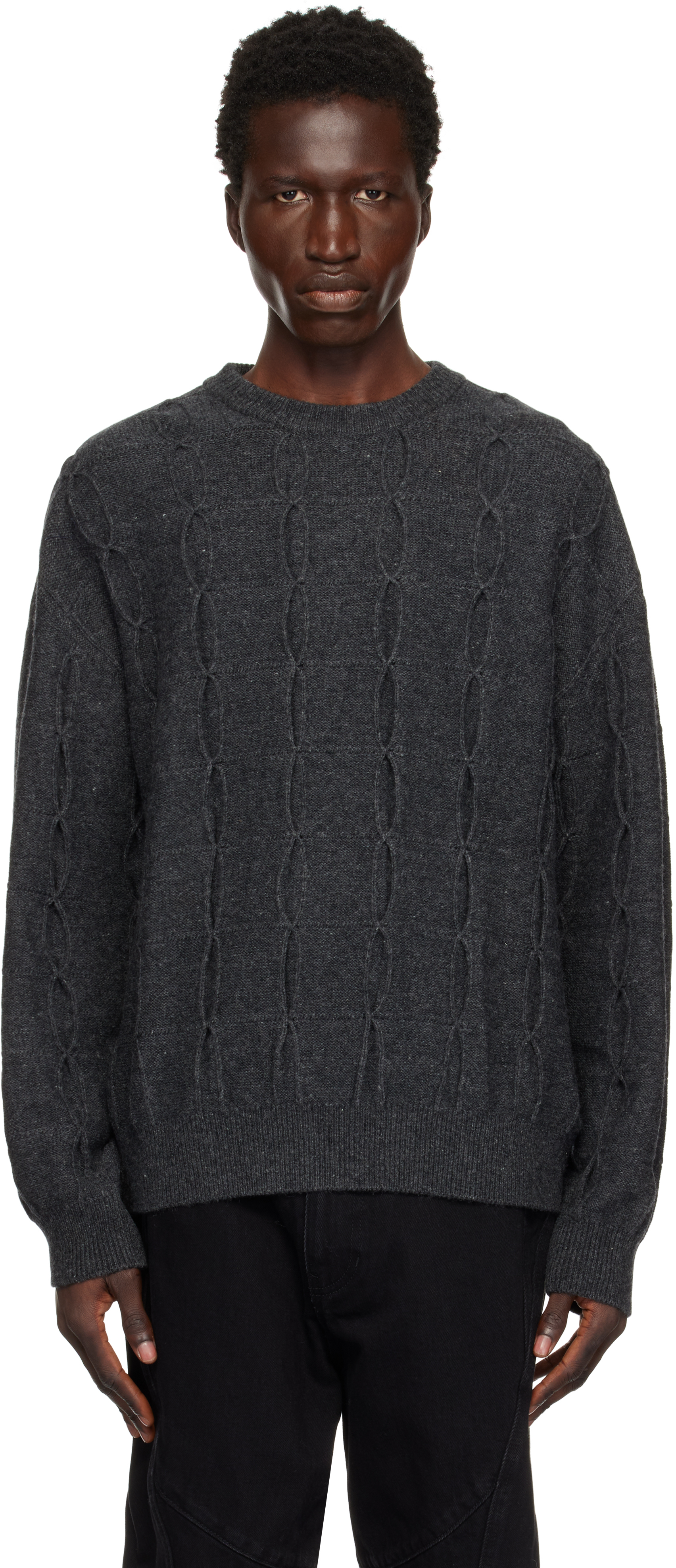 Серый свитер с плетеными деталями WOOYOUNGMI
Серый свитер с плетеными деталями WOOYOUNGMI