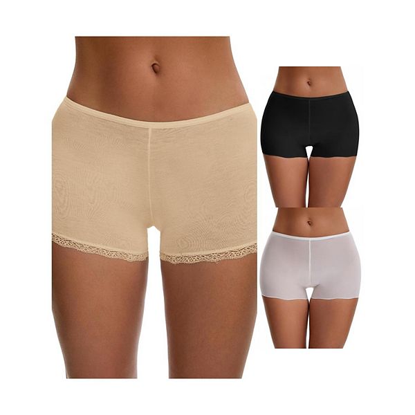 3 пары женских бесшовных слип-шорт из ледяного шелка с кружевной отделкой под платья Inspire Chic, White Black Beige Lace
3 пары женских бесшовных слип-шорт из ледяного шелка с кружевной отделкой под платья Inspire Chic, White Black Beige Lace