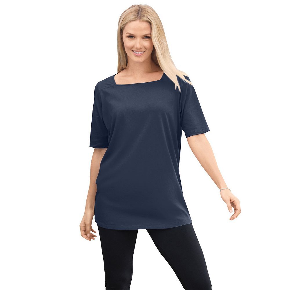 Женская идеальная футболка размера плюс с рукавами до локтя и квадратным вырезом Woman Within, темно-синий
Женская идеальная футболка размера плюс с рукавами до локтя и квадратным вырезом Woman Within, темно-синий
