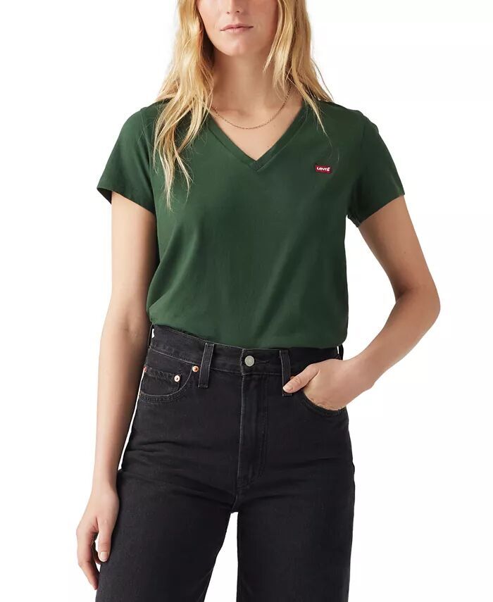 Женская футболка Perfect из хлопка с v-образным вырезом и короткими рукавами Levi's, зеленый
Женская футболка Perfect из хлопка с v-образным вырезом и короткими рукавами Levi's, зеленый