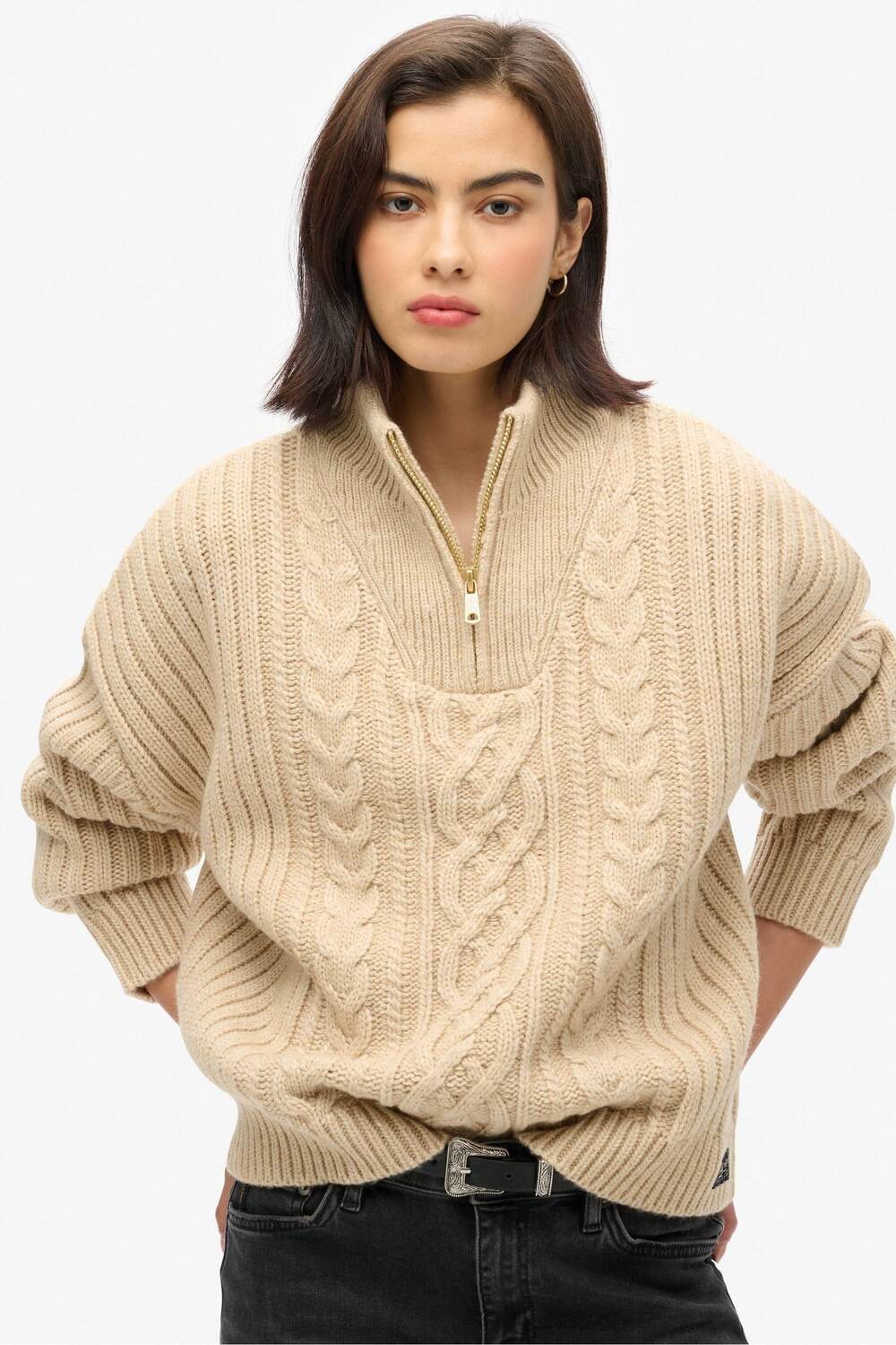 Джемпер с застежкой молнией на шее Superdry, экрю
Джемпер с застежкой молнией на шее Superdry, экрю