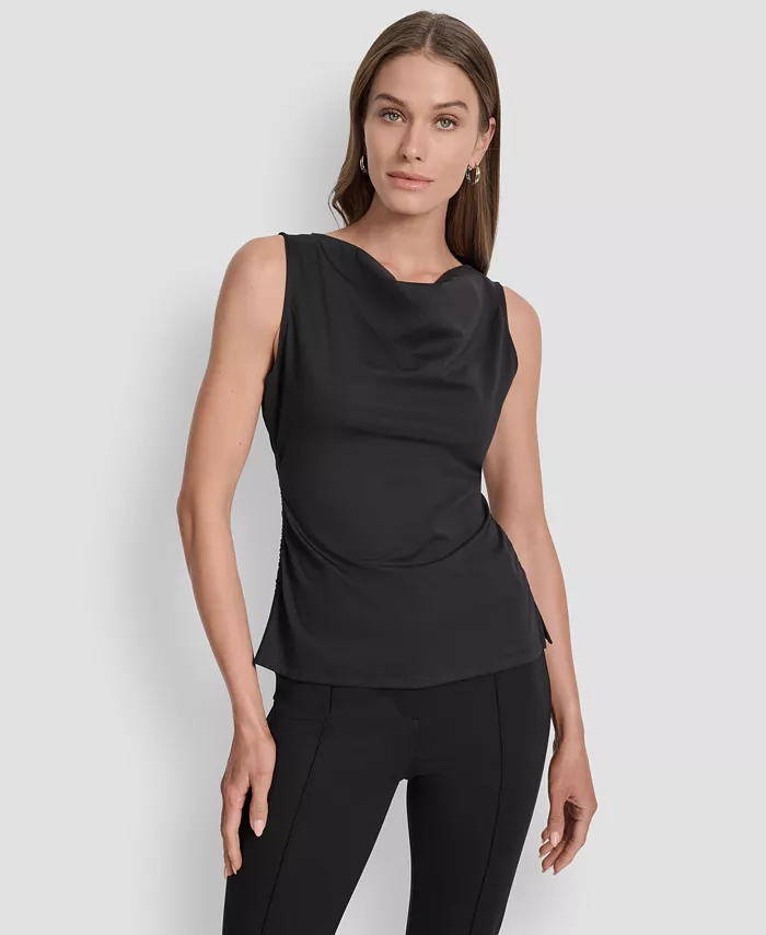 Женский топ без рукавов с боковыми разрезами и сборками DKNY, черный
Женский топ без рукавов с боковыми разрезами и сборками DKNY, черный