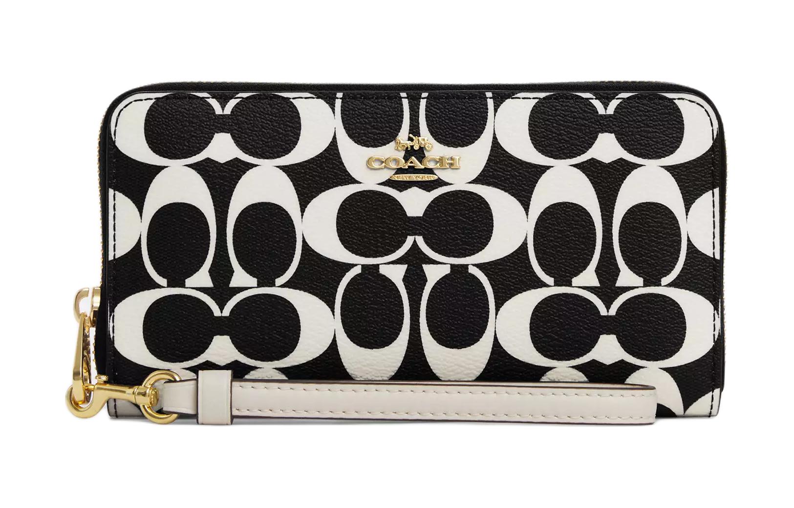 Сумка на запястье из кожи с принтом Canvas в черно-белом цвете COACH для женщин 
Сумка на запястье из кожи с принтом Canvas в черно-белом цвете COACH для женщин