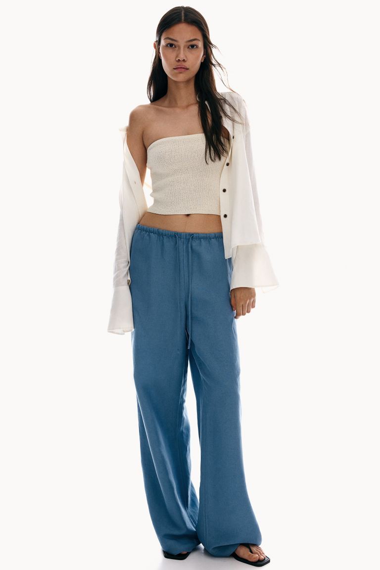 Брюки из смесового льна H&M, синий
Брюки из смесового льна H&M, синий