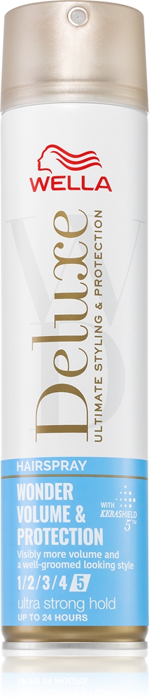 Лак для волос Deluxe Wonder Volume & Protection сильной фиксации для объема и блеска Wella, 250 мл
Лак для волос Deluxe Wonder Volume & Protection сильной фиксации для объема и блеска Wella, 250 мл