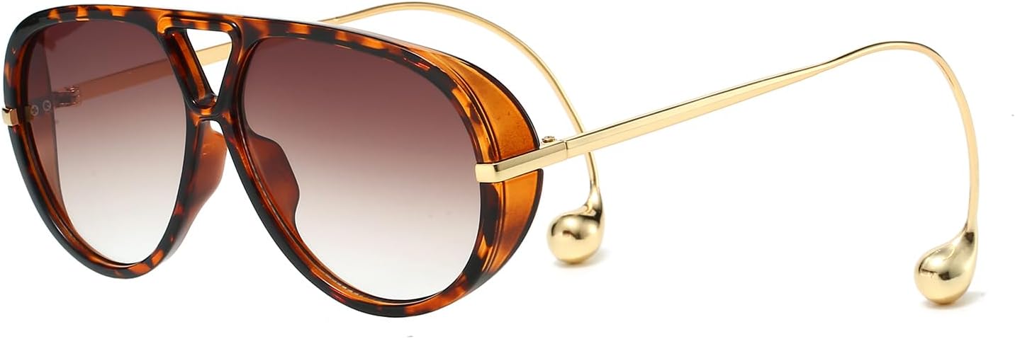 Большие ретро-солнцезащитные очки-авиаторы для женщин и мужчин, винтажные солнцезащитные очки с защитой от УФ-излучения UV400, унисекс, с металлическими бусинами Glamsee, Tortoise Frame - Gradien Brown Lens
Большие ретро-солнцезащитные очки-авиаторы для женщин и мужчин, винтажные солнцезащитные очки с защитой от УФ-излучения UV400, унисекс, с металлическими бусинами Glamsee, Tortoise Frame - Gradien Brown Lens
