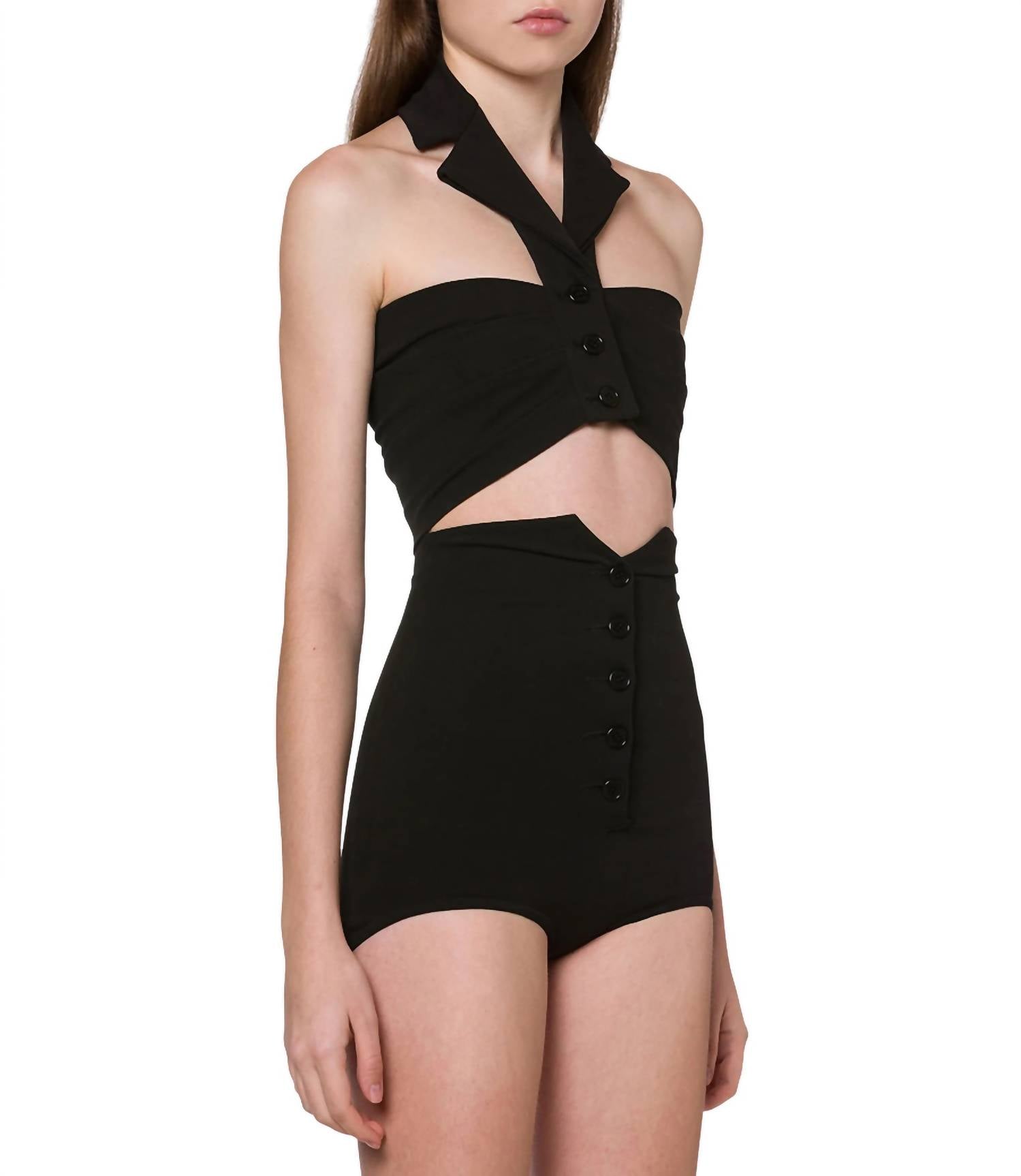 Укороченный топ с драпировкой из эластичного поплина черного цвета Philosophy di Lorenzo Serafini
Укороченный топ с драпировкой из эластичного поплина черного цвета Philosophy di Lorenzo Serafini