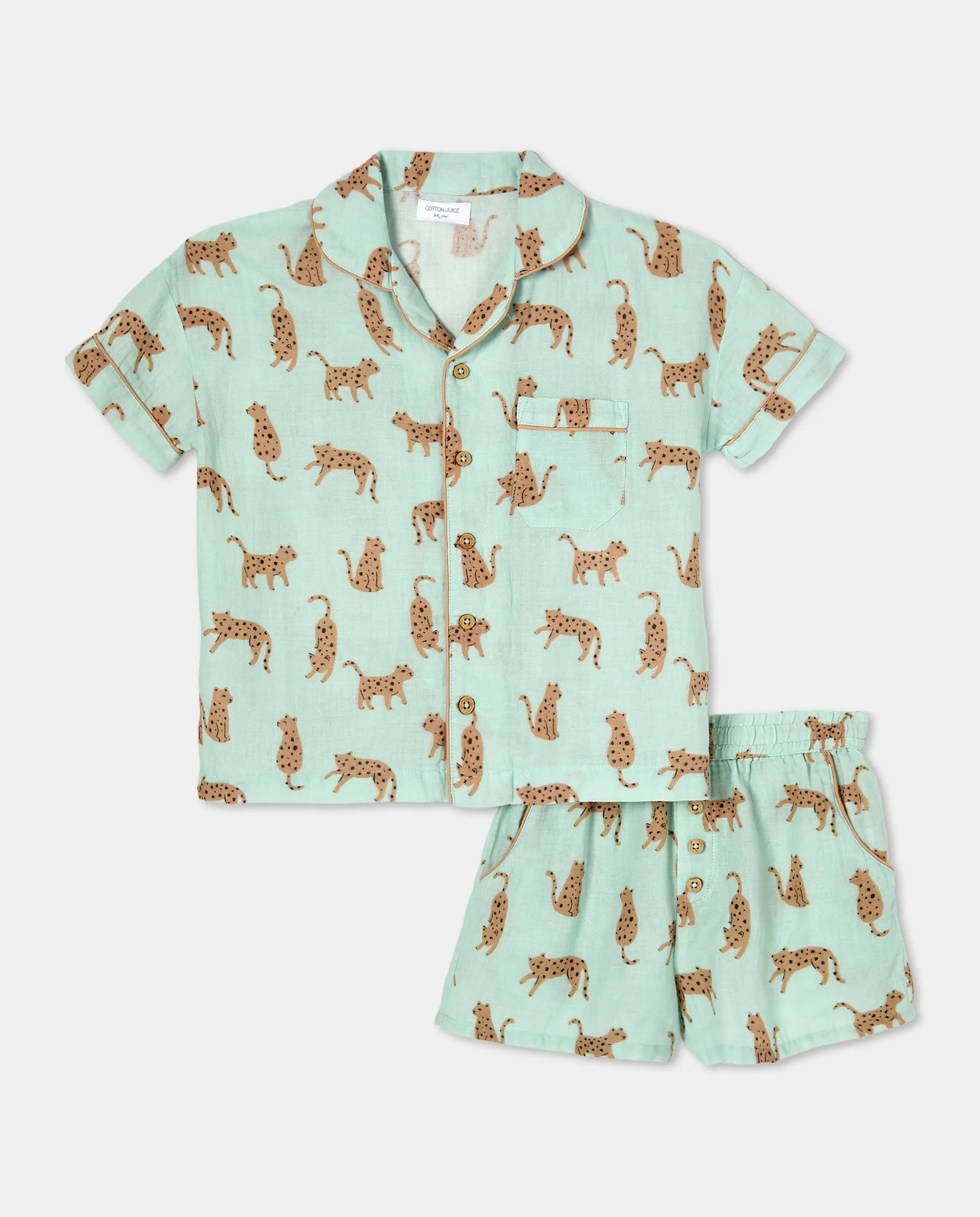 Детская пижама с короткими рукавами на пуговицах Cotton Juice, зеленый
Детская пижама с короткими рукавами на пуговицах Cotton Juice, зеленый