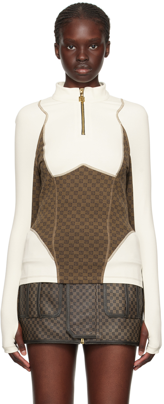 Balmain Бело-коричневая футболка с длинным рукавом с монограммой, Коричневый, Balmain Бело-коричневая футболка с длинным рукавом с монограммой
Balmain Бело-коричневая футболка с длинным рукавом с монограммой, Коричневый, Balmain Бело-коричневая футболка с длинным рукавом с монограммой