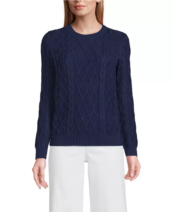 Женский свитер с арановыми косами и круглым вырезом Lands' End, синий
Женский свитер с арановыми косами и круглым вырезом Lands' End, синий