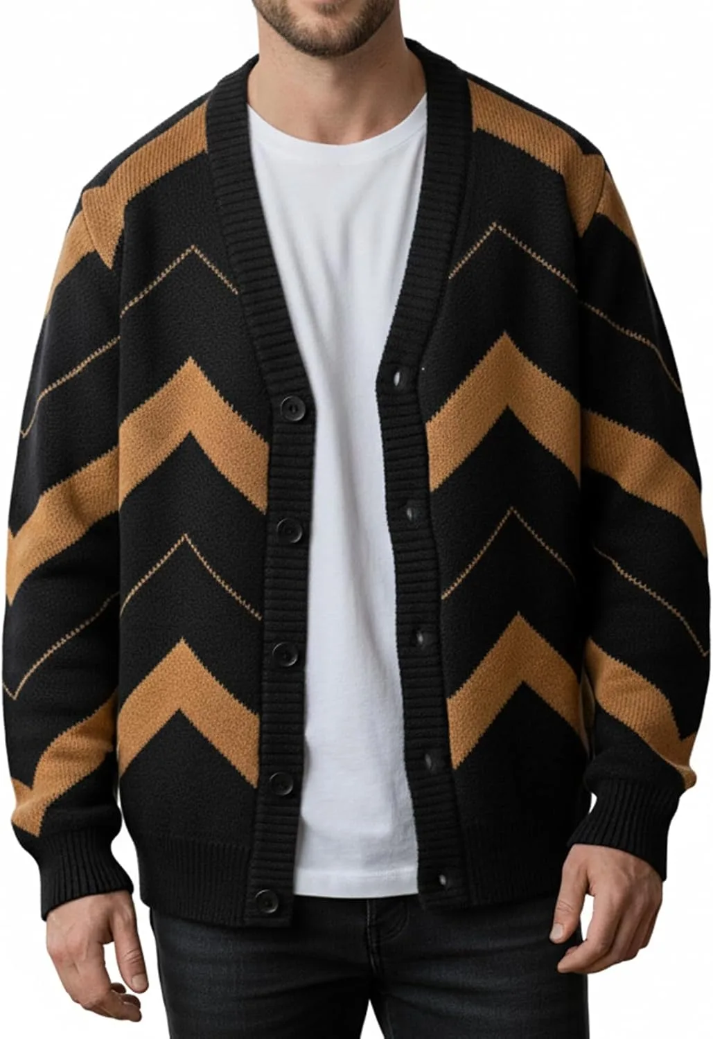Мужской классический кардиган с шевроном на пуговицах — 100% акрил, длинный рукав yoomens
Мужской классический кардиган с шевроном на пуговицах — 100% акрил, длинный рукав yoomens