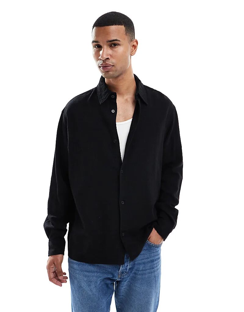 Рубашка Jack & Jones с текстурированным прямым подолом черного цвета
Рубашка Jack & Jones с текстурированным прямым подолом черного цвета