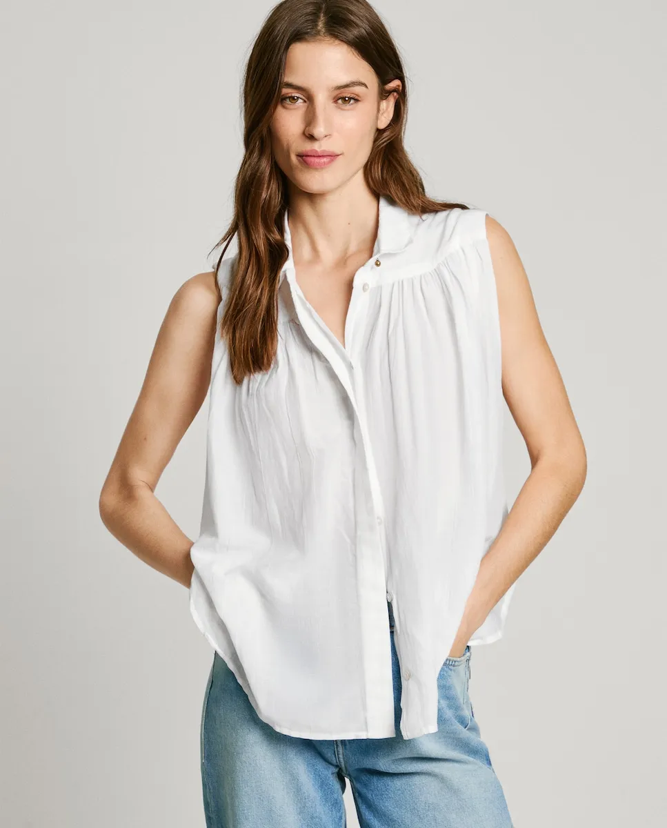 Женская блузка без рукавов с рубашечным воротником Pepe Jeans, белый
Женская блузка без рукавов с рубашечным воротником Pepe Jeans, белый