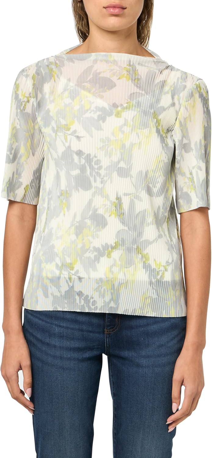 Женская шифоновая блузка Calvin Klein с коротким рукавом и высоким воротом, гармошка, Pale Citrine Multi
Женская шифоновая блузка Calvin Klein с коротким рукавом и высоким воротом, гармошка, Pale Citrine Multi