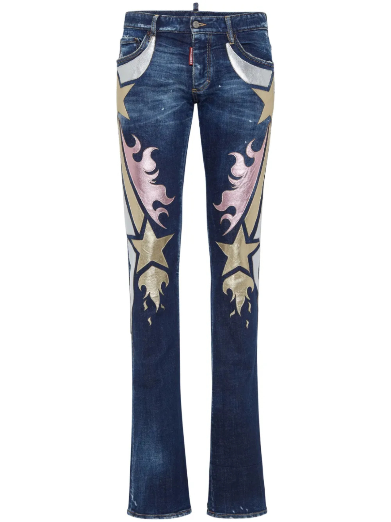 DSQUARED2 расклешенные джинсы с эффектом металлик, синий 
DSQUARED2 расклешенные джинсы с эффектом металлик, синий