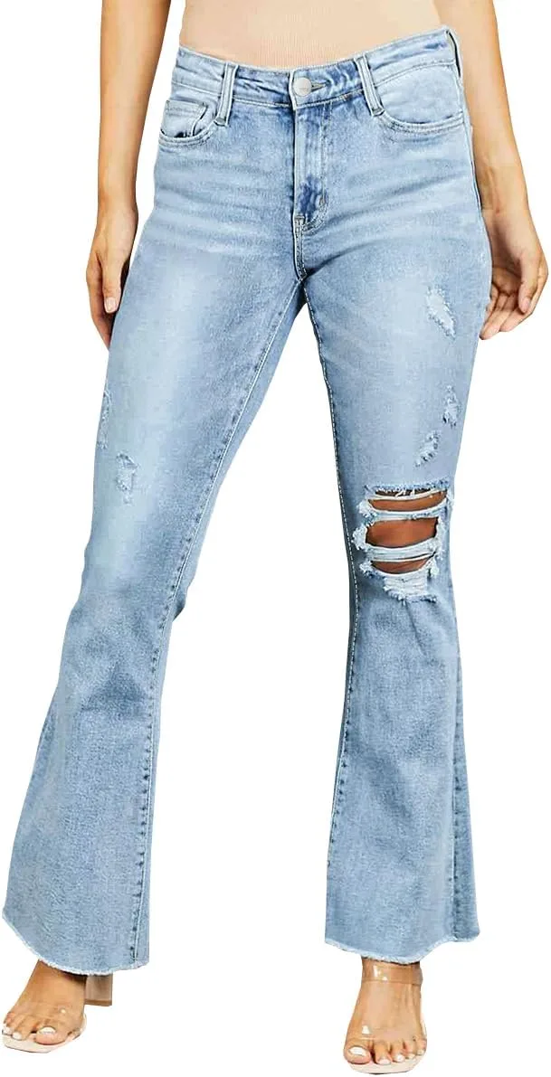 Женские джинсы bootcut mid rise с потертостями и raw edge TACSTRUN
Женские джинсы bootcut mid rise с потертостями и raw edge TACSTRUN