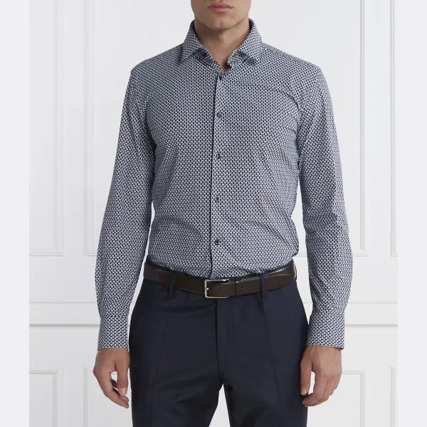 Рубашка узкого кроя с узором P-hank Boss, синий
Рубашка узкого кроя с узором P-hank Boss, синий