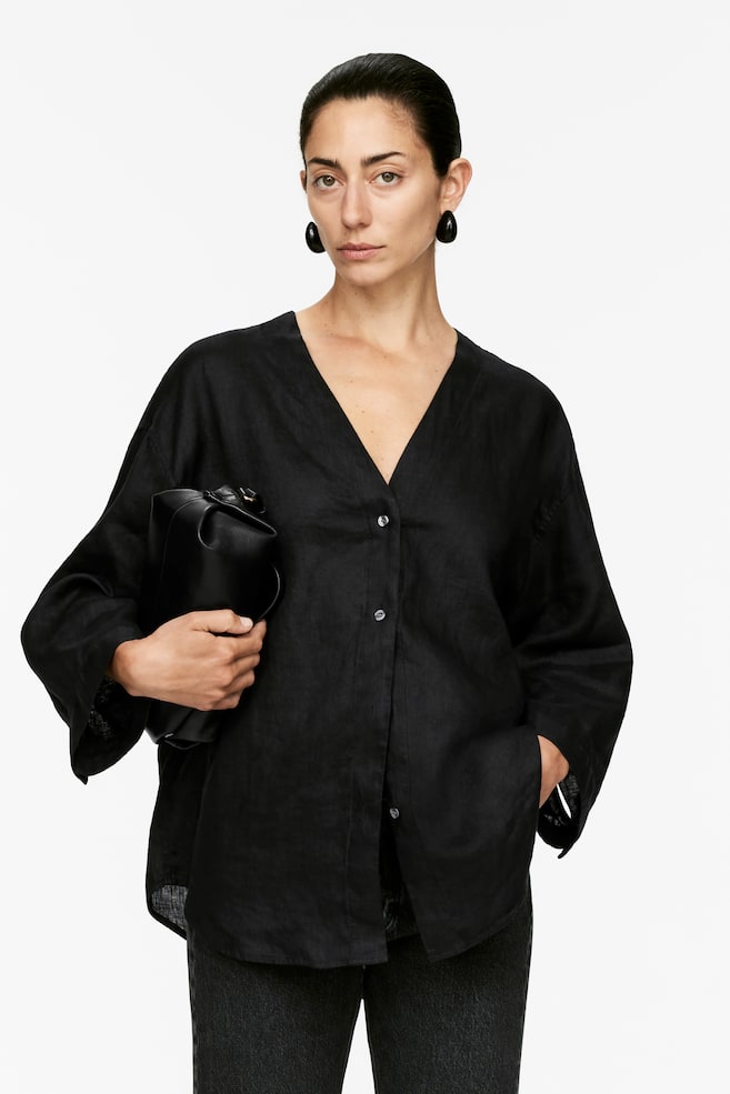 Льняная блузка Arket, черный
Льняная блузка Arket, черный