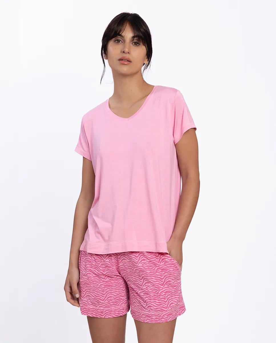 Женская короткая пижама с принтом и вискозой Punto Blanco, цвет Rosa 
Женская короткая пижама с принтом и вискозой Punto Blanco, цвет Rosa