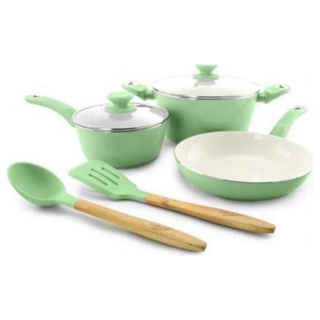 Набор алюминиевой посуды с антипригарным покрытием CoolCookware 7 предметов, мятно-зеленый
Набор алюминиевой посуды с антипригарным покрытием CoolCookware 7 предметов, мятно-зеленый