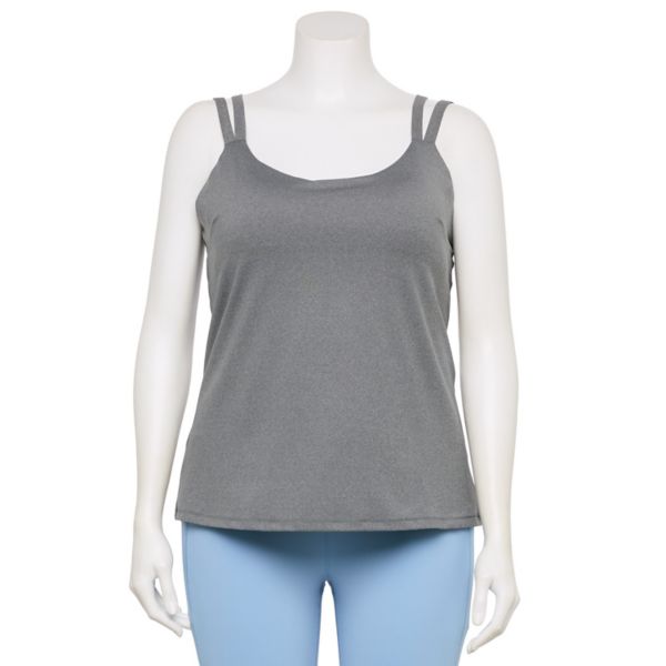 Топ-бюстгальтер с ультраэластичными бретельками больших размеров Tek Gear, серый 
Топ-бюстгальтер с ультраэластичными бретельками больших размеров Tek Gear, серый