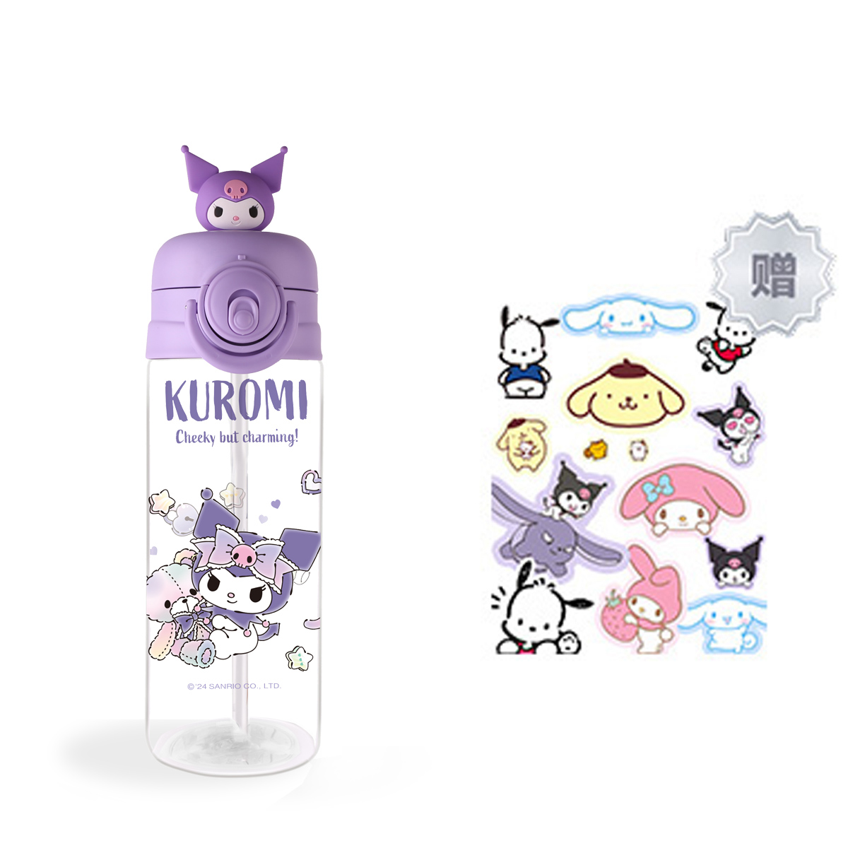 Пластиковые стаканы для воды Sanrio, Kuromi + Stickers
Пластиковые стаканы для воды Sanrio, Kuromi + Stickers