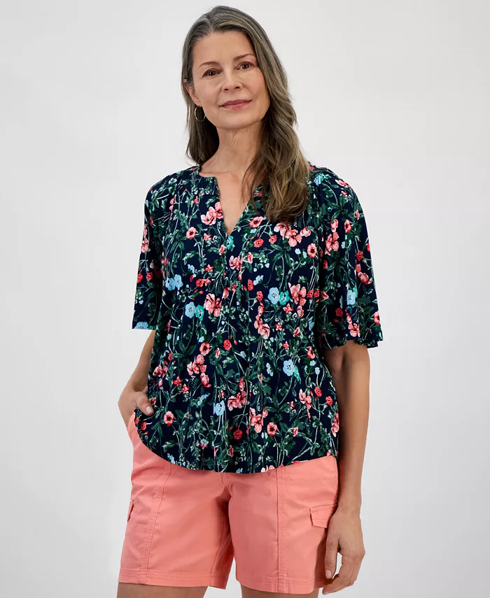 Женская блузка с принтом и расклешенными рукавами, с разрезом на горловине Style & Co, синий
Женская блузка с принтом и расклешенными рукавами, с разрезом на горловине Style & Co, синий