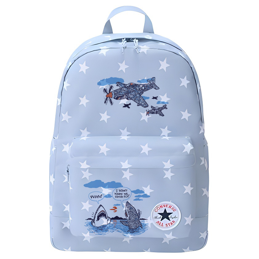Converse Полиэстеровый рюкзак среднего размера унисекс светло-дымчато-голубой, Plane Shark 
Converse Полиэстеровый рюкзак среднего размера унисекс светло-дымчато-голубой, Plane Shark