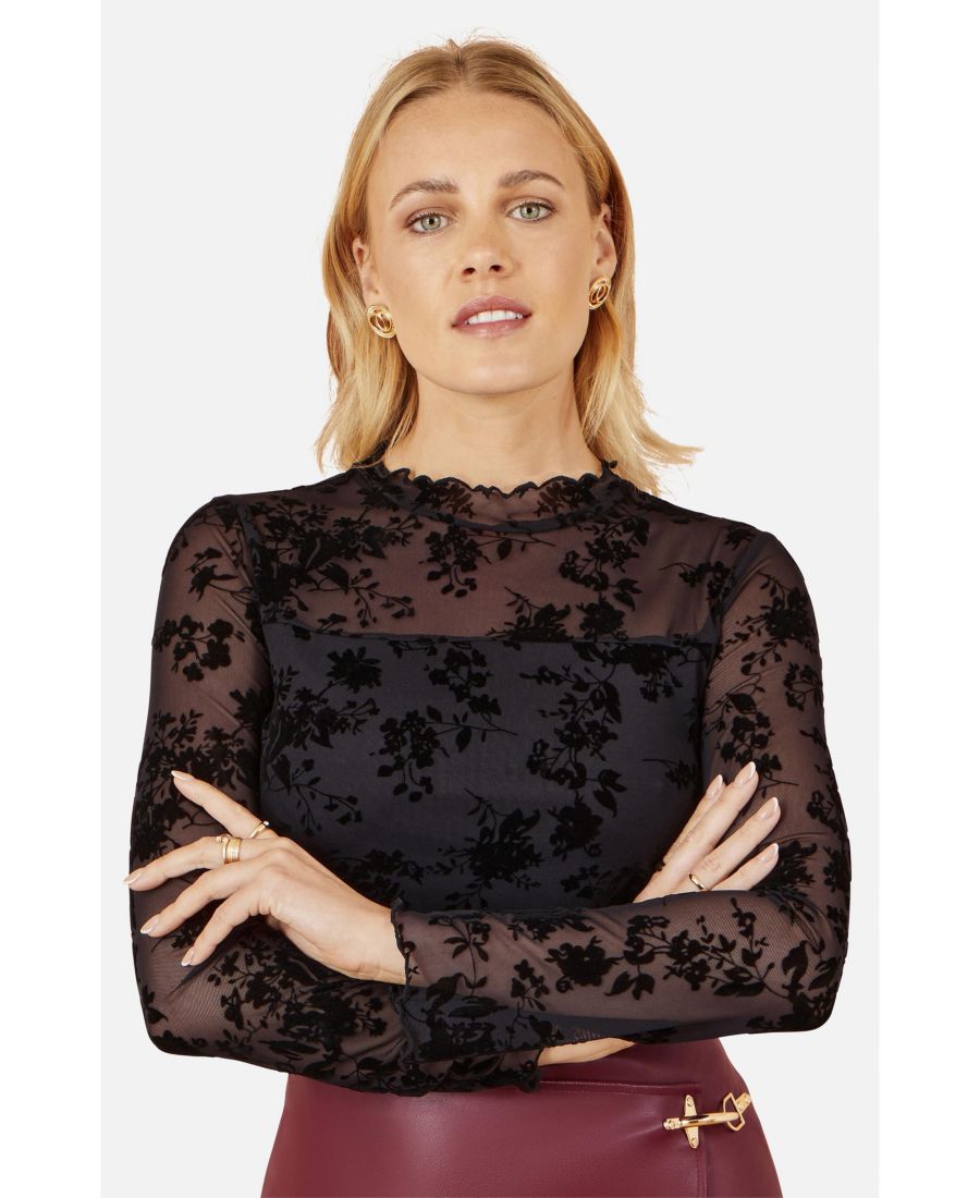 Женская блузка из эластичной сетки с цветочным принтом и бархатным покрытием Yumi, Black
Женская блузка из эластичной сетки с цветочным принтом и бархатным покрытием Yumi, Black