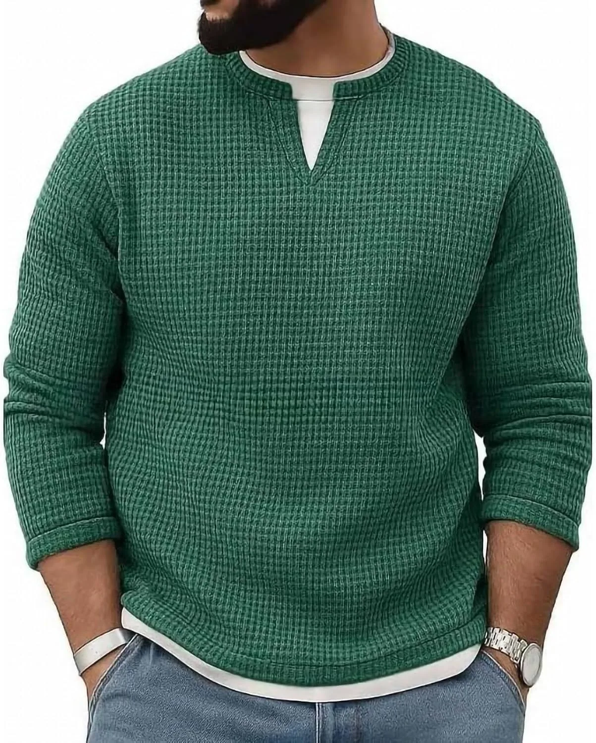 Мужская хенли с длинным рукавом, вафельная вязка Febteebou
Мужская хенли с длинным рукавом, вафельная вязка Febteebou