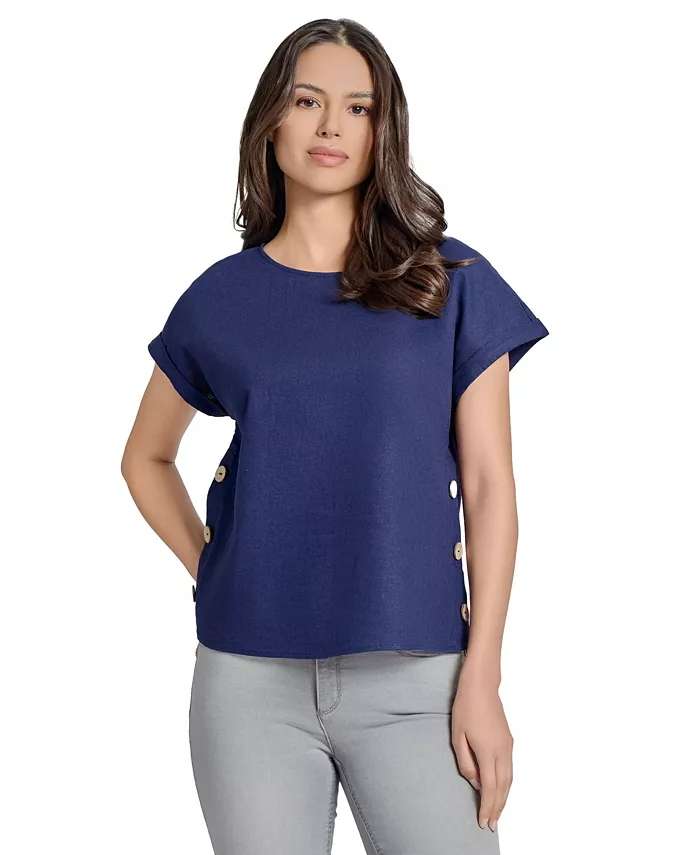 Женская блуза с коротким рукавом и боковой застежкой Jones New York, синий
Женская блуза с коротким рукавом и боковой застежкой Jones New York, синий