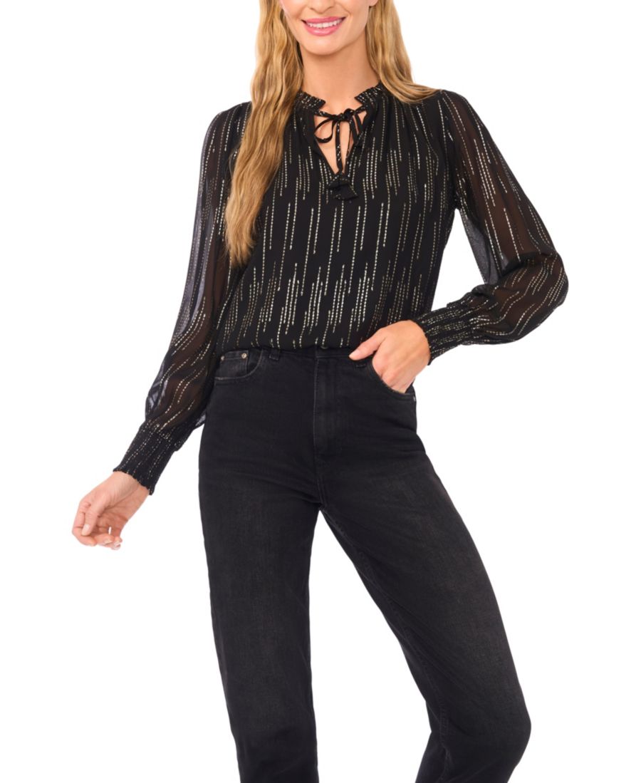 Женская блузка с присборенными манжетами и оборками CeCe, Rich Black
Женская блузка с присборенными манжетами и оборками CeCe, Rich Black