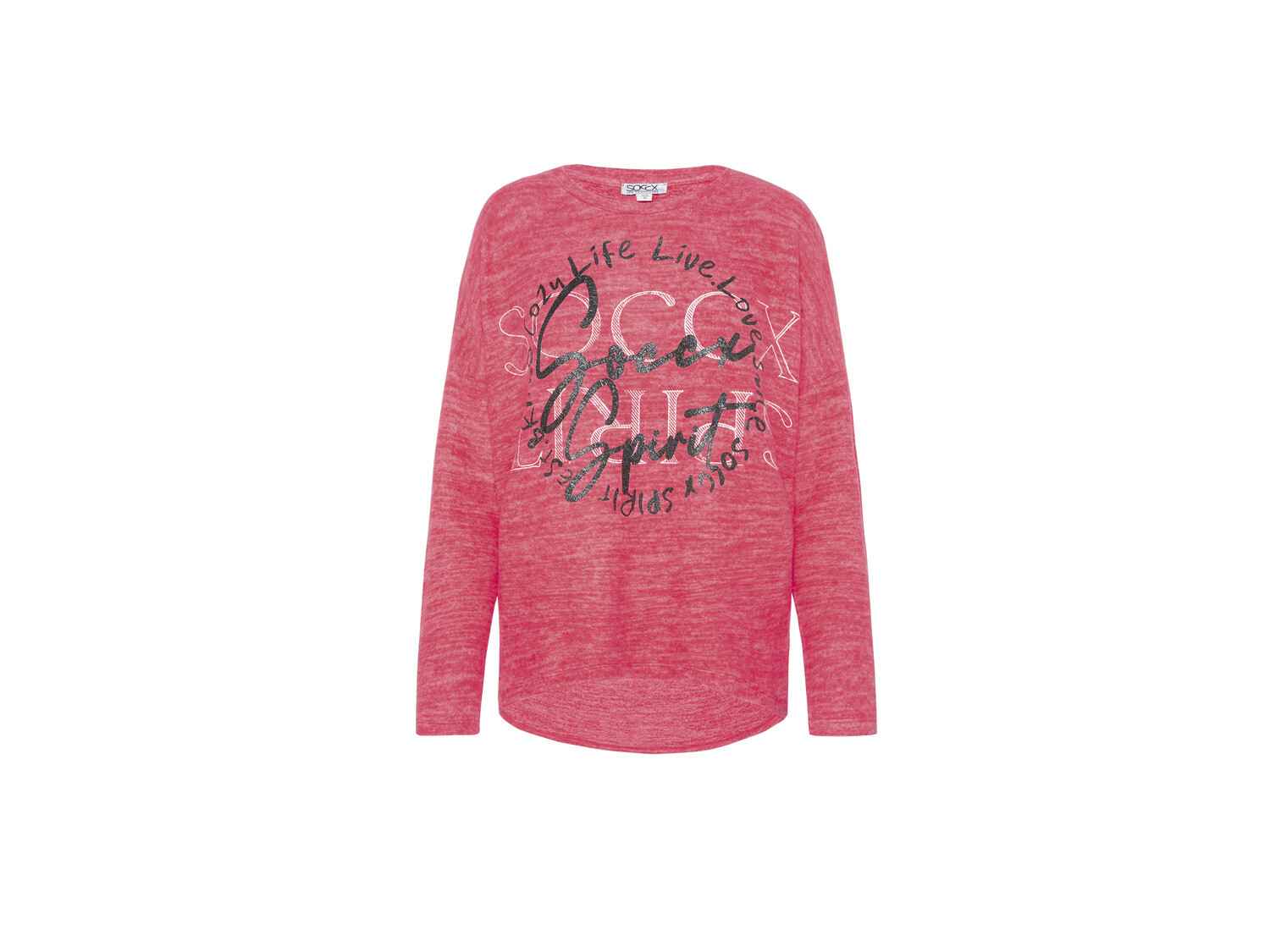 Soccx женский флисовый свитер с блестящим принтом, красный
Soccx женский флисовый свитер с блестящим принтом, красный