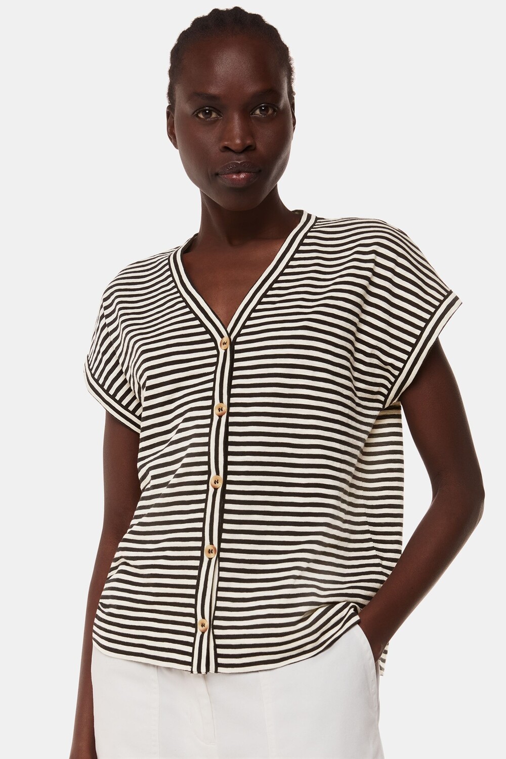 Топ в полоску julia button из 100% хлопка Whistles, черный
Топ в полоску julia button из 100% хлопка Whistles, черный