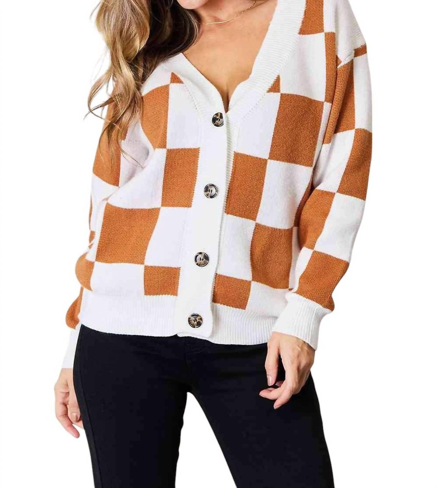 Мягкий свободный кардиган с V-образным вырезом цвета кэмел Double Take, коричневый
Мягкий свободный кардиган с V-образным вырезом цвета кэмел Double Take, коричневый