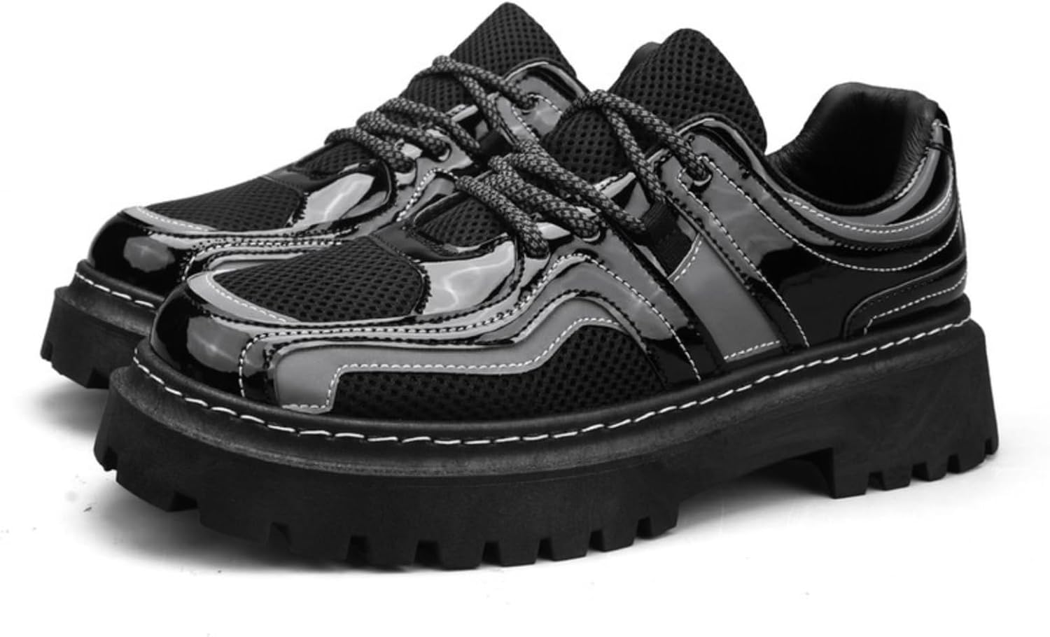 Мужские кроссовки-оксфорды на шнуровке с современной массивной подошвой, верх из дышащей сетки и кожи, противоскользящая подошва для городской повседневной носки и ежедневных поездок Kelibasi, черный
Мужские кроссовки-оксфорды на шнуровке с современной массивной подошвой, верх из дышащей сетки и кожи, противоскользящая подошва для городской повседневной носки и ежедневных поездок Kelibasi, черный