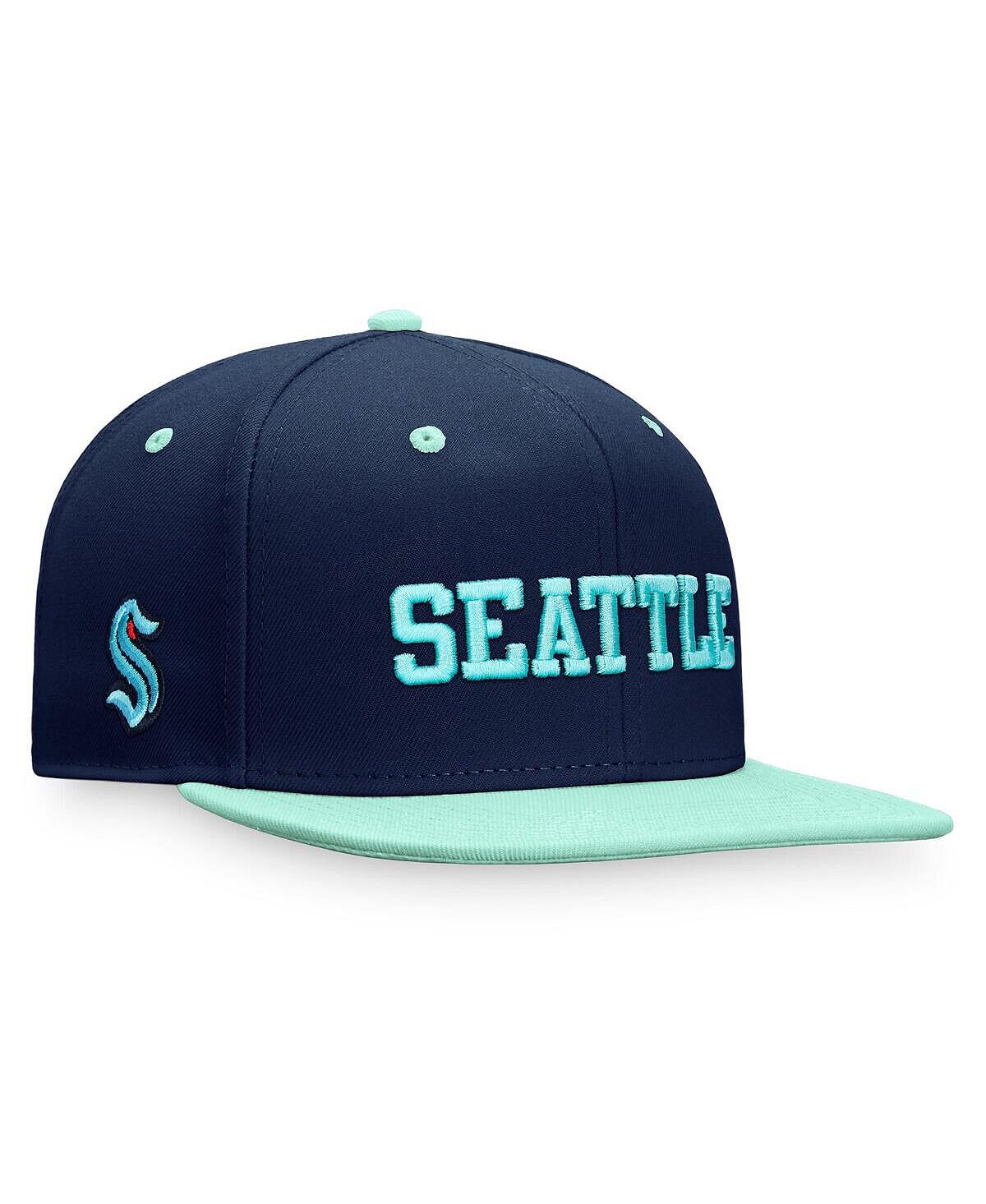 Мужская двухцветная бейсболка Snapback с фирменным логотипом Deep Sea Blue и Blue Seattle Kraken Heritage City Fanatics
Мужская двухцветная бейсболка Snapback с фирменным логотипом Deep Sea Blue и Blue Seattle Kraken Heritage City Fanatics