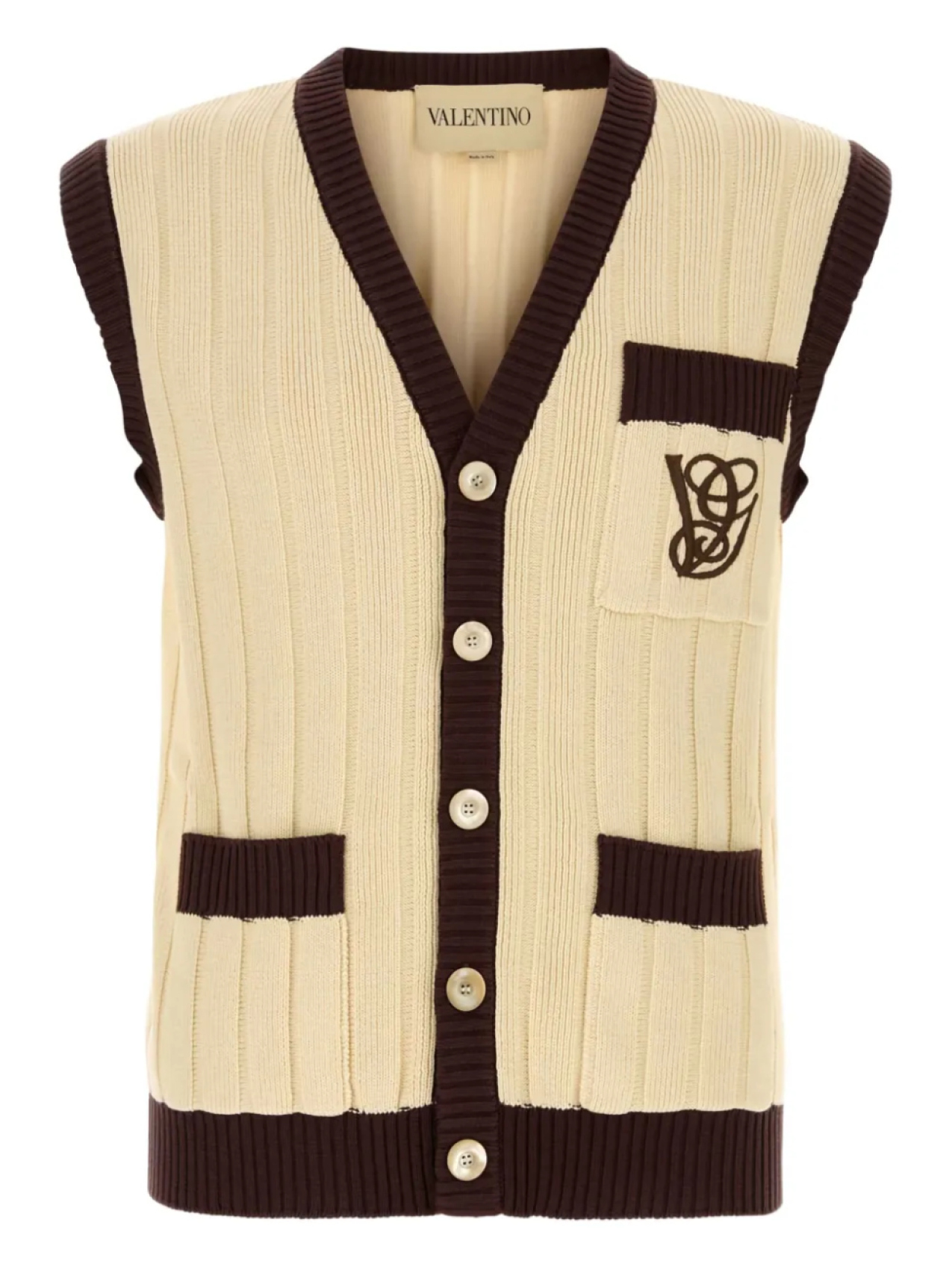 Кардиган без рукавов в рубчик Valentino Garavani, нейтральный
Кардиган без рукавов в рубчик Valentino Garavani, нейтральный