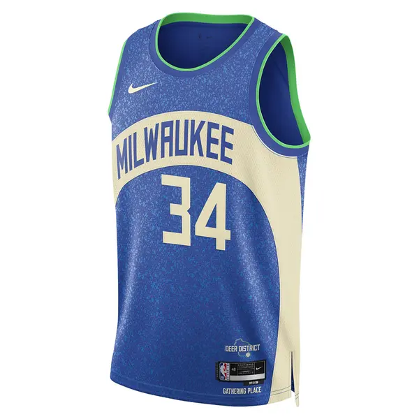 Майка Nike Dri-FIT NBA Swingman Jersey 2023/24 City Edition 'Milwaukee Bucks Giannis Antetokounmpo', синий
Майка Nike Dri-FIT NBA Swingman Jersey 2023/24 City Edition 'Milwaukee Bucks Giannis Antetokounmpo', синий