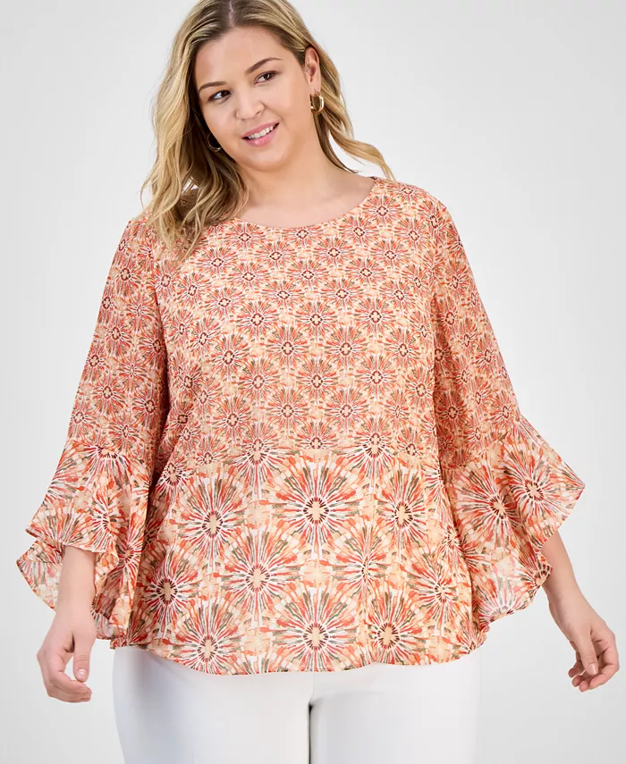 Блузка с принтом и расклешенными рукавами Plus Size Kasper, белый
Блузка с принтом и расклешенными рукавами Plus Size Kasper, белый