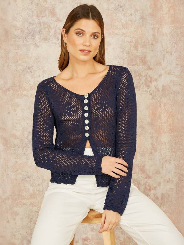 Кардиган с цветочным узором крючком Yumi, темно-синий
Кардиган с цветочным узором крючком Yumi, темно-синий