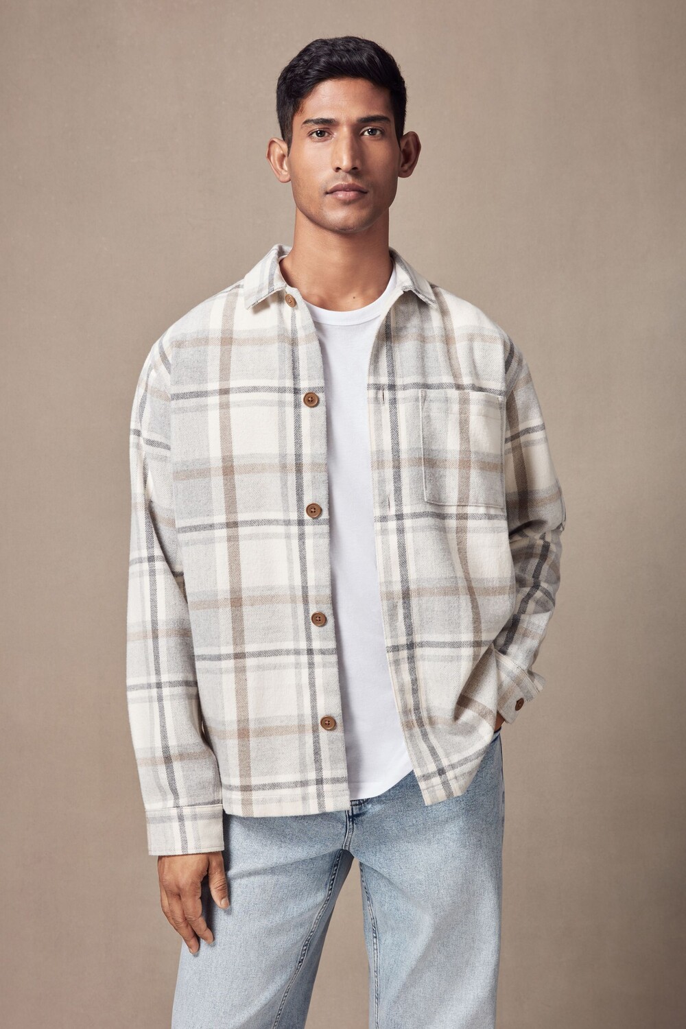 Верхняя рубашка из шерстяной смеси в клетку Next, нейтральный
Верхняя рубашка из шерстяной смеси в клетку Next, нейтральный